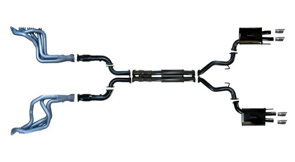 Ford Mustang (7th Generation S650) 2023 to Present 5.0L V8 Coyote 3” Inch Exhaust System with Headers and Cats, Quad Tip Rear (Will fit RH Drive Only)