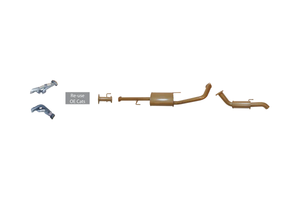 Toyota Prado 120 Series 4L V6 Petrol 2002 to 2009 - Single 2 1/2" Cat Back with Headers Kit