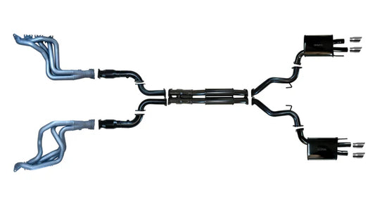 Ford Mustang (7th Generation S650) 2023 to Present 5.0L V8 Coyote 3” Inch Exhaust System with Ceramic Coated Headers and Cats, Quad Tip Rear (Will fit RH Drive Only)