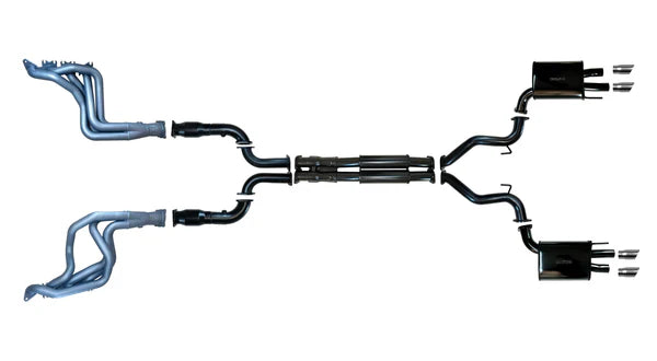 Ford Mustang (6th Generation) 2018 to 2023 5.0L V8 Coyote 3” Inch Exhaust System with Headers and Cats, Quad Tip Rear (Will fit RH Drive Only)