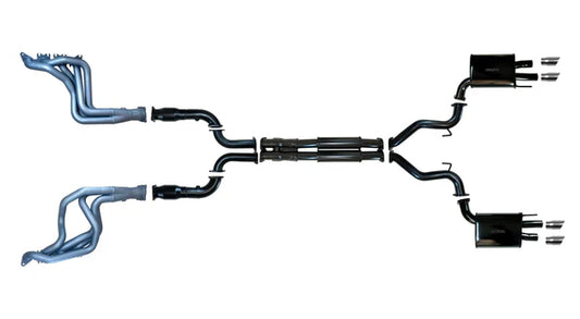 Ford Mustang (6th Generation) 2018 to 2023 5.0L V8 Coyote 3” Inch Exhaust System with Headers and Cats, Quad Tip Rear (Will fit RH Drive Only)